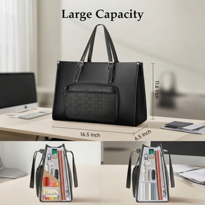 Sac à main pour ordinateur portable <span class=keywords><strong>Matein</strong></span> avec compartiment isotherme pour le déjeuner, 15,6 pouces, en cuir PU, sacoche pour ordinateur, sac de travail pour le bureau - Product Image 5