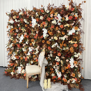 ผนังดอกไม้ประดิษฐ์สีน้ำตาลแดงที่มีกล้วยไม้กล้วยไม้กล้วยไม้สีขาวเหมือนจริงสำหรับพื้นหลังงานแต่งงานและกิจกรรมในธีมห้างสรรพสินค้า - Product Image 2