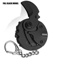 Porte-clés en acier inoxydable LFEDC en forme de pièce de monnaie, pliable, pratique, petit outil multifonctionnel de camping, couteau de poche pour hommes