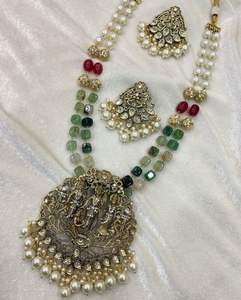 ผู้ผลิตชั้นนำของอินเดียสร้อยคอเครื่องประดับวัดตะวันตก indo พร้อมชุบทองขายส่งเครื่องประดับเทียม - Product Image 1