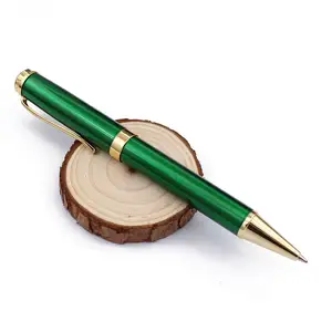 قلم حبر جاف فاخر من النحاس الأصفر قابل للسحب عالي الجودة بتصميم كرة معدنية فاخرة بلون مخصص