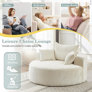 Fauteuil baril en mousse surdimensionné, fauteuil en chenille compressible avec appui-tête et coussins pour salon/chambre, aucun assemblage requis - Product Image 5