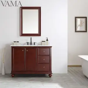 Vama 48英寸仿古樱桃实木大理石顶浴室梳妆台