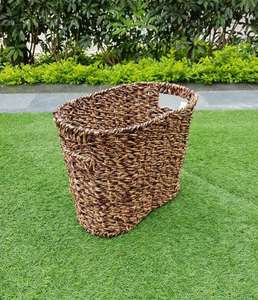 Natural Woven Seagrass Storage Basket Multipurpose Laundry Hamper and Trash <b>Bin</b> for Bathroom Living Room Home Organization - Product Image 3