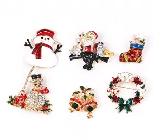 New Arrival Christmas Santa and Christmas Tree Brooch - Vintage Alloy Clothing, Footwear, and Hat Accessory Pin
