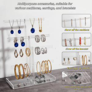 Présentoir à bijoux en acrylique moderne et minimaliste, empilable, avec plateau inférieur, facile à assembler, pour boutiques et usage personnel - Product Image 5