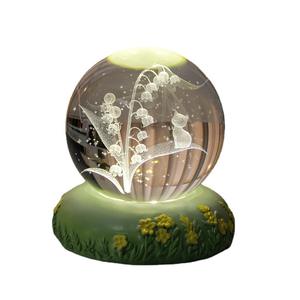 Bola de <span class=keywords><strong>cristal</strong></span> redonda Luz de <span class=keywords><strong>mesa</strong></span> Tulipán Rosa Flor Noche Luz Colorido Tulipán USB Lámpara de ambiente - Product Image 3