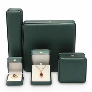 Wholesale custom logo elegant leather packaging <b>box</b> ring <b>earring</b> pendant chain colier set jewelry storage <b>box</b> - Product Image 2