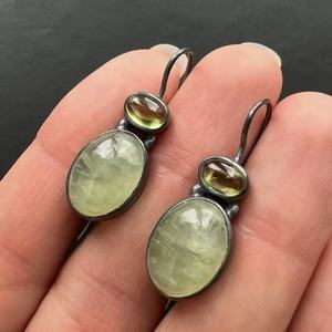 Pendant <b>Earrings</b> Green Stone Bezel Setting Copper Ear <b>Post</b> Party Jewelry Women's Fashion Dangle <b>Earrings</b> - Product Image 1