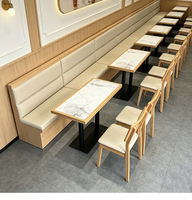 Ensemble de mobilier de salle à manger commercial en bois massif pour cantine, snack-bar, café, restaurant de hot pot, table, chaise, banquette, canapé, taille personnalisée
