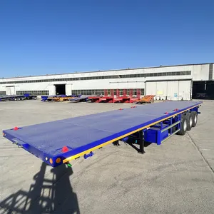 3 Axles 40ft Air Suspension Flatbed Semi Trailer Loading 40tons Shipping 40ft Containers Flat Bed Trailer