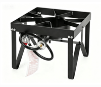 Réchaud d'extérieur robuste en fonte avec brûleur au propane à trous tressés et régulateur de 10 PSI pour la cuisson des écrevisses, du dindon et des fruits de mer
