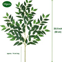 Tanaman dan Bunga Hijau Artificial Grosir (Daun Willow Eucalyptus) Dekorasi Rumah Rangkaian Bunga-Bahan Plastik/Kain Anyaman
