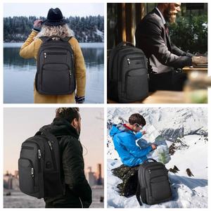BSCI Custom Logo <b>Waterproof</b> Unisex Travel Outdoor <b>Black</b> Nylon Durable Laptop <b>Backpack</b> with USB for Daily Use - Product Image 5