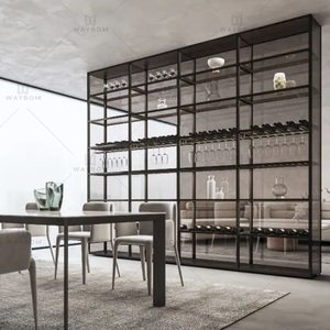 Wohnzimmermöbel Goldener Edelstahlrahmen Glas-Vitrine mit 3 Schubladen für Wohnzimmer Eck-Bar Weinaufbewahrungsschrank - Product Image 3