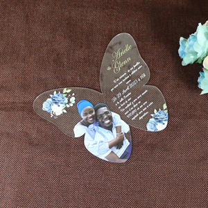 Carte de <span class=keywords><strong>mariage</strong></span> en acrylique transparent avec motif Floral, impression multicolore - Product Image 6