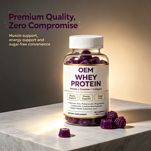Gummies de protéines de lactosérum OEM/ODM avec créatine et collagène, sans sucre, saveur baies, pour le soutien musculaire et l'énergie, complément alimentaire - Product Image 2