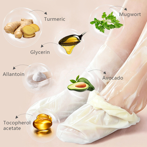 Masque en tissu apaisant et hydratant pour les pieds, marque privée, masques nourrissants pour les mains et les pieds au gingembre, chaussons chauffants - Product Image 2