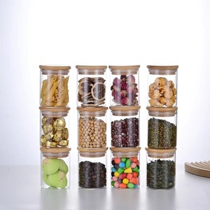 Juego <span class=keywords><strong>de</strong></span> 12 Recipientes <span class=keywords><strong>de</strong></span> Vidrio Borosilicato <span class=keywords><strong>con</strong></span> Tapas <span class=keywords><strong>de</strong></span> Bambú, Frascos Herméticos para Almacenar Alimentos, Galletas, Dulces y Nueces - Product Image 5