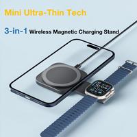 Chargeur sans Fil Magnétique Portable Pliable 3-en-1 pour Téléphone Mobile à Charge Rapide