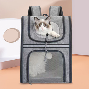 <b>Cat</b> <b>Backpack</b> Portable Breathable Oxford Cloth Mesh <b>Carrier</b> For <b>Cats</b> Small Pets Travel 5kg Capacity Gray - Product Image 1