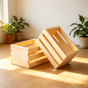 <strong>Small</strong> <strong>Wooden</strong> <strong>Crates</strong> for Easter Crafts Unfinished <strong>Crates</strong> Centerpiece Mini Wood Basket Box for Display Storage Milk Wine Closet - Product Image 1
