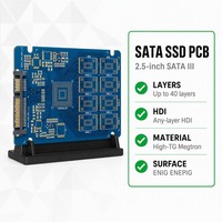 Fabricant de PCB pour SSD SATA, PCB de disque SSD SATA III 2,5 pouces, HDI multi-couches jusqu'à 40 couches, haute densité de circuits (High-TG), Megtron ENIG ENEPIG