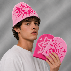 Casquette d'hiver réversible Y2K en tricot jacquard imprimé avec un design graphique personnalisé, style streetwear, casquette de type beanie - Product Image 3