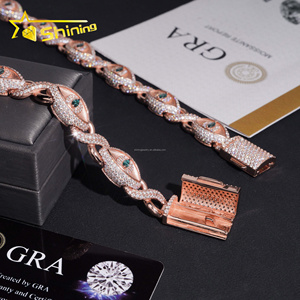 New Design 12mm Jewelry Hip Hop Green +White Marquise Moissanite Diamond Iced Out S925 Silver <strong>Infinity</strong> Evil Eyes Cuban <strong>Bracelet</strong> - Product Image 6