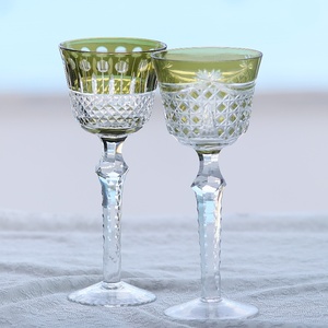 Copa de corvejón tallada a mano checa para nuevos restaurantes, 7 tipos de colores cortados a mano, 150ml, copa de vino Edo Kiriko de color transparente - Product Image 2
