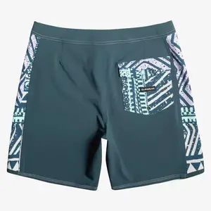 Individuelles Logo schwarz 100 % recycelt polyester badeanzüge mit folien luxus schwimmen herren herrenkinder strand shorts herren bademode