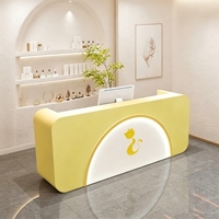 CR114 Comptoir d'accueil moderne de haute qualité à motif marbre avec éclairage LED décoratif pour cabinet d'avocats et bureau immobilier