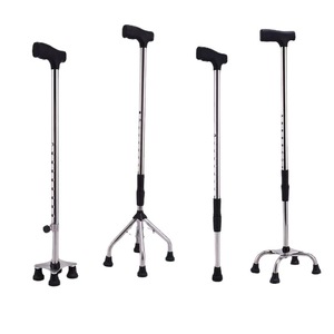 Bastón de cuatro patas telescópico de acero inoxidable antideslizante para personas mayores - Product Image 1