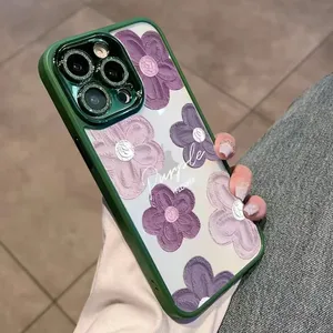 Custodia per telefono di lusso personalizzata <span class=keywords><strong>viola</strong></span> con pittura a olio floreale e protezione per l'obiettivo per <span class=keywords><strong>iPhone</strong></span> 17 16 15 14 <span class=keywords><strong>13</strong></span> 12 11 <span class=keywords><strong>Pro</strong></span> Max - Product Image 5