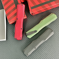 Couteau OTF, lame en acier Damas, manche en zinc et aluminium, couteau pliant de poche portable, outil de camping en plein air, EDC, vente en gros OEM, FBA