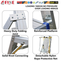 Échelle pliante industrielle en aluminium robuste, antidérapante, certifiée CE, capacité de charge de 150 kg, pour salle de sport, escalier, supermarché