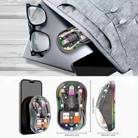 Souris silencieuse sans fil Bluetooth, Type-C, transparente, 2.4G, mini souris transparente, rechargeable, pour ordinateur de bureau, ordinateur portable, pour voyage