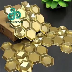 艾森装饰金色3D墙板50厘米 * 50厘米聚氯乙烯装饰镜非自粘防水厨房公寓 - Product Image 3