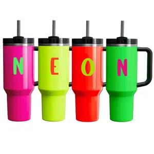 Usa Warehouse Stocked 30OZ 40OZ New Neon Pink Tumbler Advencher Quencher Travel Tumbler With Handle And Lid
