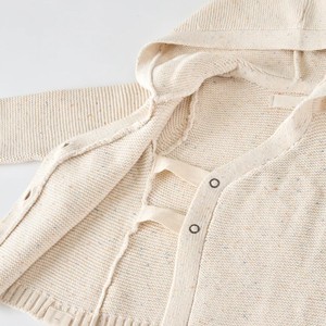 Cardigan pour bébé style japonais en coton épais 100 % avec capuche et pompon, anti-plis et respirant - Product Image 3