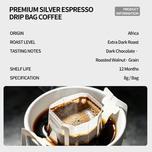 Caffè in Bustina all'Ingrosso Personalizzabile OEM Fornitura Diretta dalla Fabbrica Grizzly Silver Pack 8g Caffè Espresso Italiano Tostatura Scura in Filtro - Product Image 2