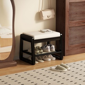 Este taburete para cambiar zapatos es un mueble para zapatos y un banco para el hogar que se puede usar como asiento en la entrada. - Product Image 1
