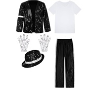 Costume de scène pour enfants avec paillettes, style disco des années 80 et 90, hip hop, avec chapeau assorti, unisexe