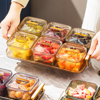 Plateau à fruits de luxe léger avec compartiments, qualité alimentaire, anti-poussière, avec couvercle, design à grilles indépendantes, plateau à collations et bonbons pour la maison