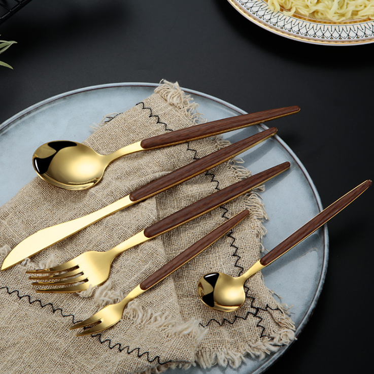 5pcs gold-brown handle