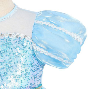 Nouvelle arrivée MS, robe de princesse pour filles, reine des neiges, manches courtes, motif flocon de neige, paillettes, robe bleue bouffante, costume Elsa pour enfants - Product Image 4