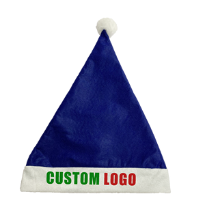 قبعة سانتا مطبوعة مخصصة مع قطيفة مسحوقة وتقليم شيربا أبيض لإمدادات الحفلات الترويجية - Product Image 1