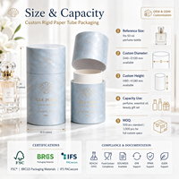 Cilindro de Cartón Rígido FSC Personalizado de Cualquier Tamaño, Tubo de Papel para Empaque con Logotipo en Lámina Dorada para Perfume, Aceite Esencial, Cosméticos, Caja de Regalo