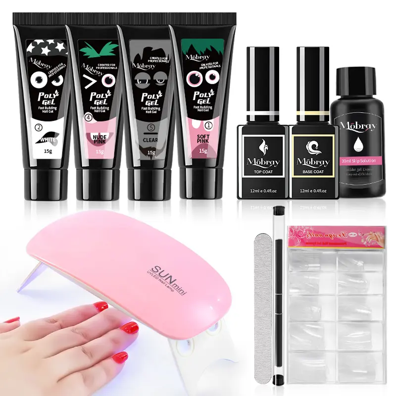 Nail Set Kit Nails Colors Polish Nail Extension Beauty Poly Gel