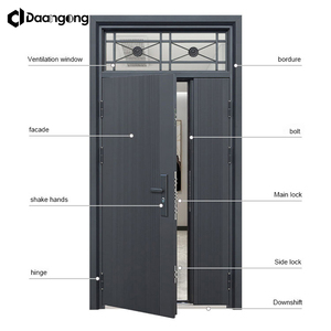 Exterior Front Entry <strong>Doors</strong> With Ventilator Modern Steel Security <strong>Door</strong> for House Built-In Air Vent Sliding Window - Product Image 4